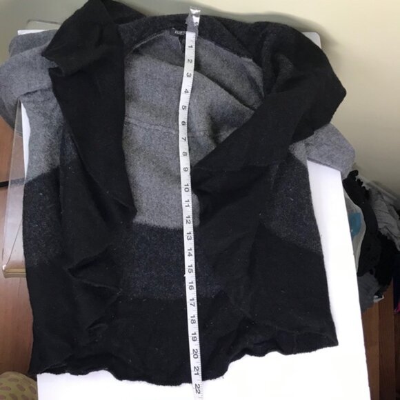 EILEEN FISHER Oval Open Circle ColorBlock Cardigan Sweater Wool Knit Jacket S - Picture 8 of 11